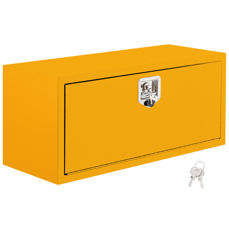 Steel Underbody Truck Tool Box with T-Handle Lock, Heavy-Duty Storage Organiser for Pickup Truck Bed, RV or Trailer, Yellow