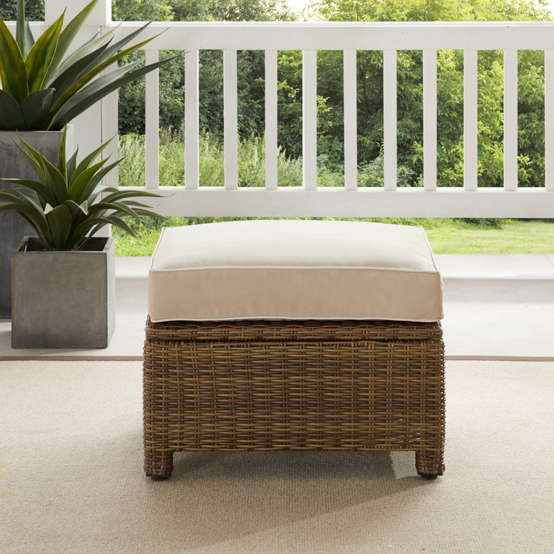Repose-pieds d'extérieur avec coussin Regina, Sable, Brun