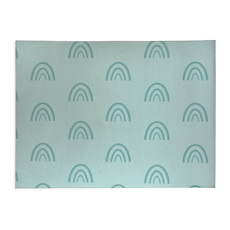 Plain Bows Kids Play Mat, Light Blue/Ivory, Rectangle 2' x 3'