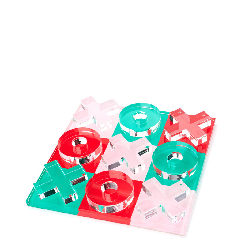 Tara Wilson Designs 2 Player Tic Tac Toe, Green/Pink/Red