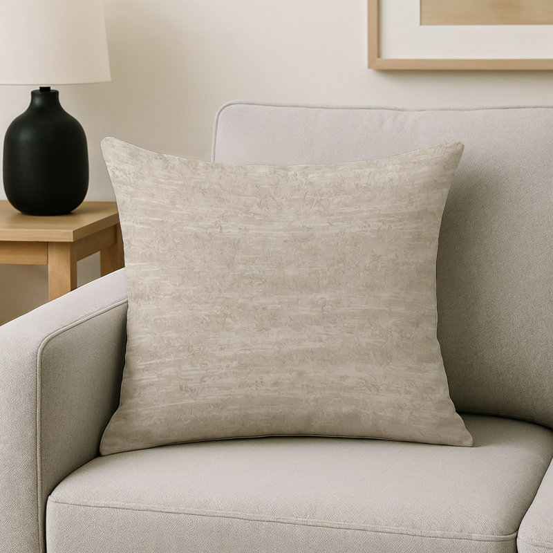 Coussin décoratif intérieur et extérieur Modern, Beige abstrait 7, Carré 18 po