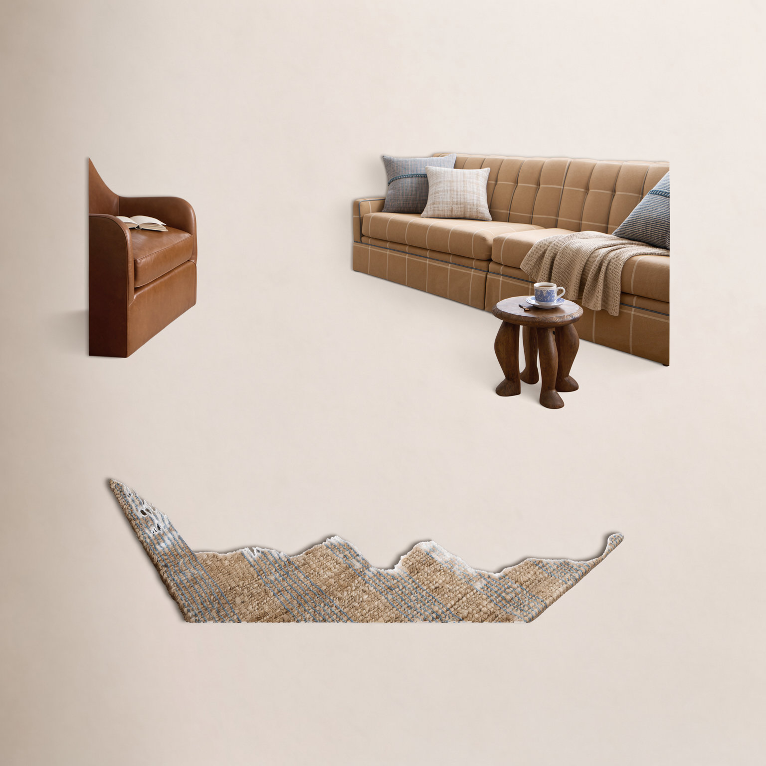 Judy Natural / Sky Area Rug, Rectangle 5' x 7'6"