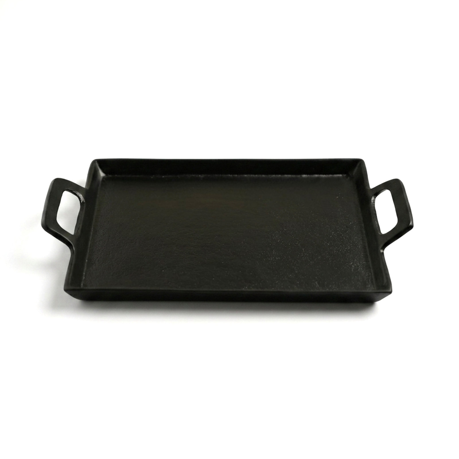 Black Alum. Tray With Handles, 2" H x 10" W x 14" D