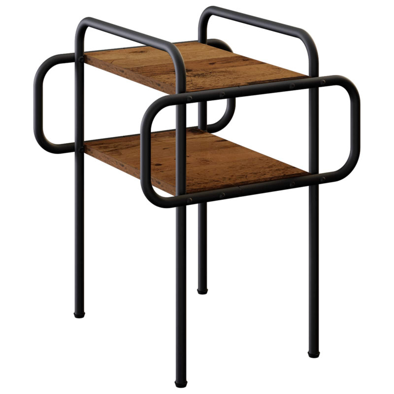 Coffee Table, 51cm H x 40cm W x 40cm D, Old Wood / Black, Old Wood