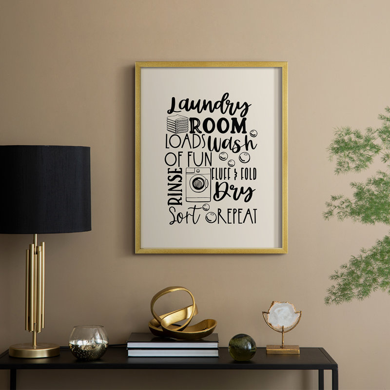 Laundry Room Framed Print - Solid Wood, 30" H x 24" W, Gold