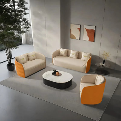 Orange modern sofa business reception, sofa set