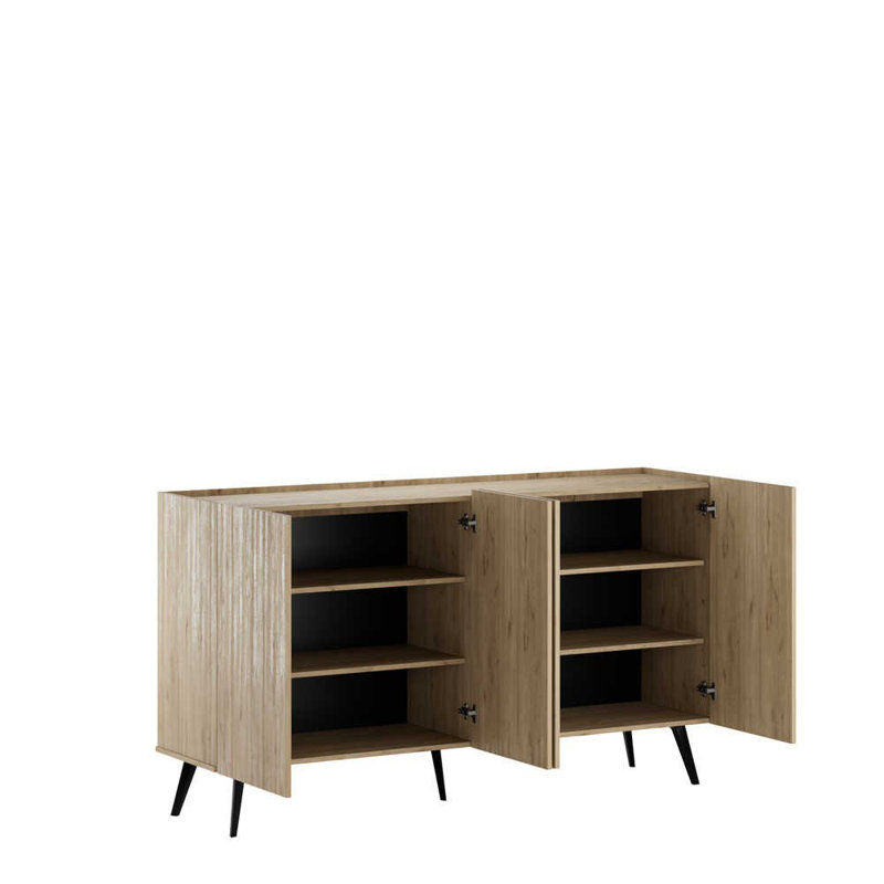Modern Oak Console Table, 70.9 x 39.4 x 16.9 inches | 100% Melamine Coated Particle Board, Wall-Mountable Design with Multiple Shelves | Scandinavian Style, Perfect for Living Room & Entryway Organization
