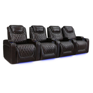 Upholstered Home Theater Seating with Cup Holder