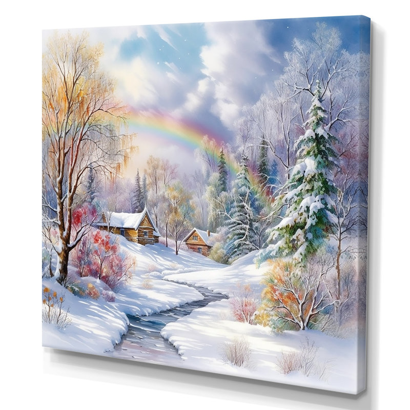 «Rainbow Winter Scenery» sur toile, Toile tendue, H 30 po x l 30 po x P 1 po