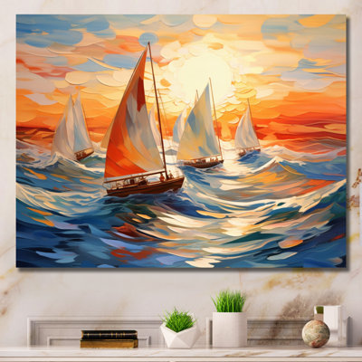 Voilier tourbillonnant, vagues sur toile