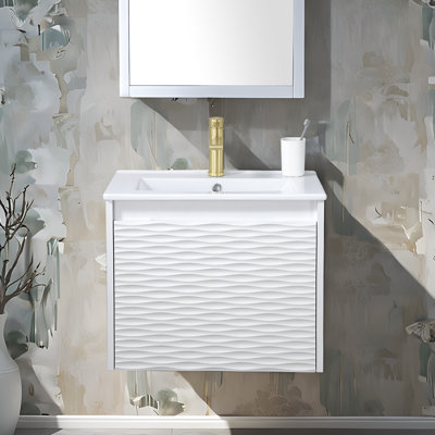 Meuble-lavabo simple mural 24 po avec comptoir en céramique 24 po Modern