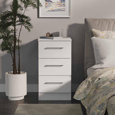 Fully Assembled Louberta 3 Drawer Bedside Cabinet