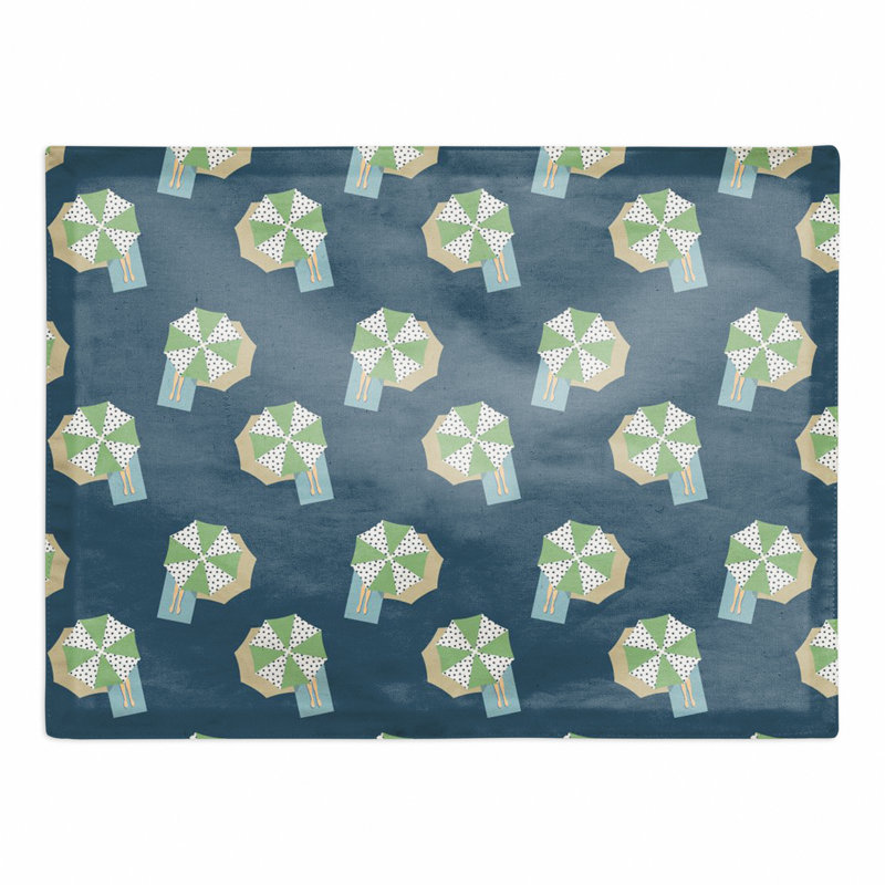 Napperon à motif parapluie, Bleu marine / vert