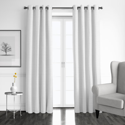 Elsie Linen Look Grommet Drapery Panels Pair