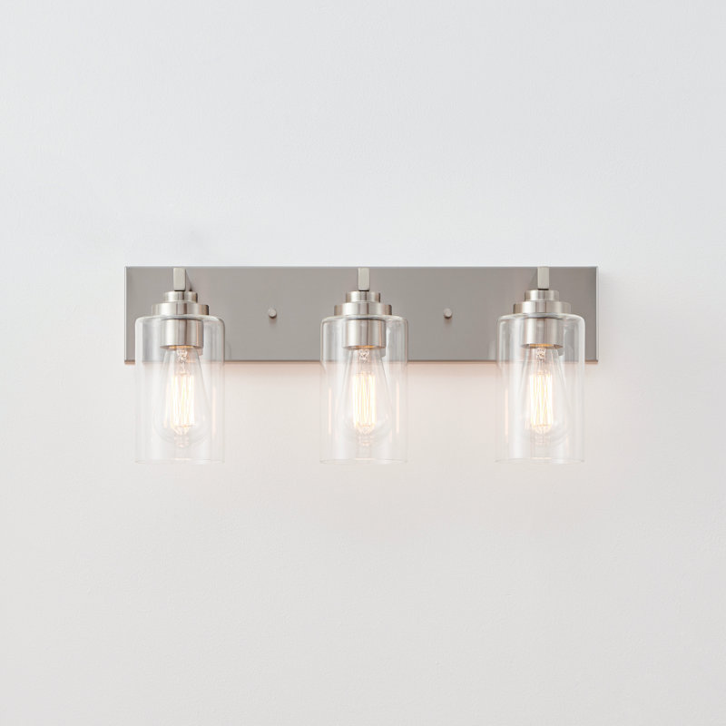 Éclairage de meuble-lavabo transitionnel à intensité variable, Nickel brossé, 3 lumières, 20,5 po de largeur
