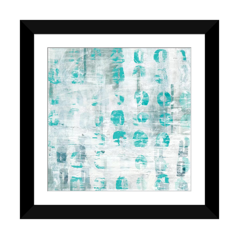 «Blue Static IV», reproduction d'impression sur toile tendue, H 16 po x l 16 po x P 1 po, Papier d'art encadré noir, Blanc