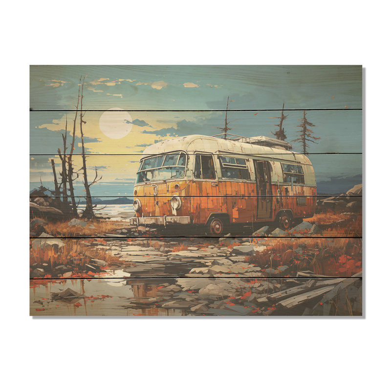 Minimalisme, camping, voyage, camping, art mural en bois sur bois de pin naturel, H 10 po x l 20 po