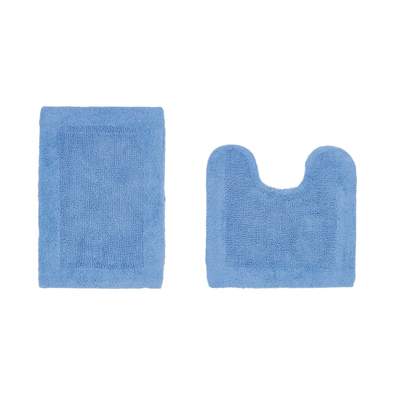 Ensemble de tapis pour salle de bain réversible 2 pièces Moriceau, 2 pièces (17 po x 24 po | 20 po x 20 po), Bleu très foncé