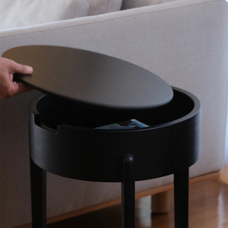 Chef Solid Wood End Table, Transparent Black