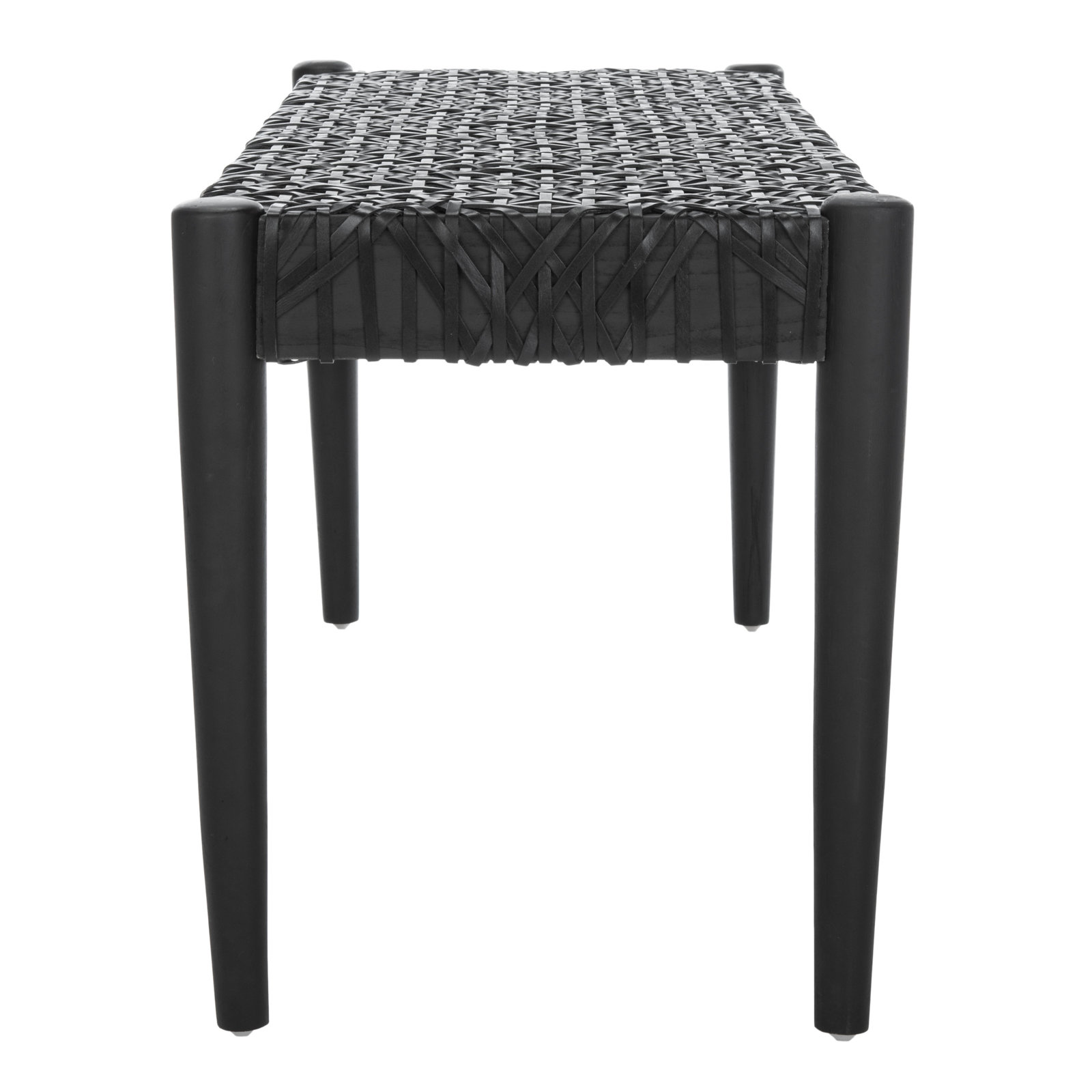Kazbah 47" Genuine Leather Entryway Bench, Black