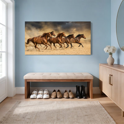 Chevaux qui courent dans le désert, reproduction d'art sur toile tendue sur toile, ensemble de 1