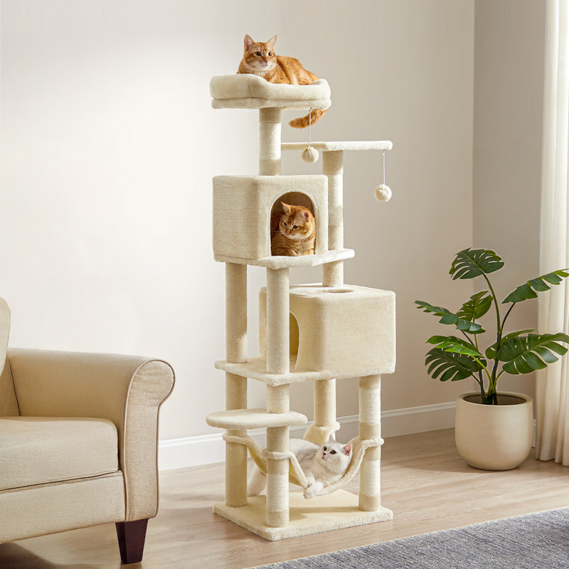 Arbre à chat 61 po H, Beige, H 59,4 po x l 30,8 po x P 20,6 po
