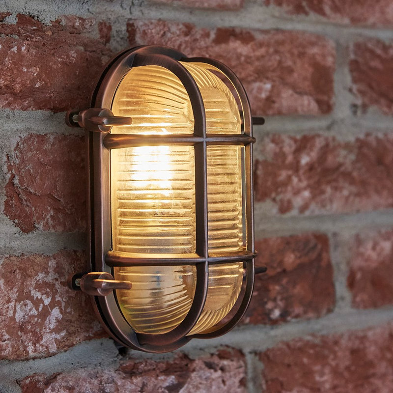 20cm H Outdoor Bulkhead Light, Copper, 3000 Kelvins