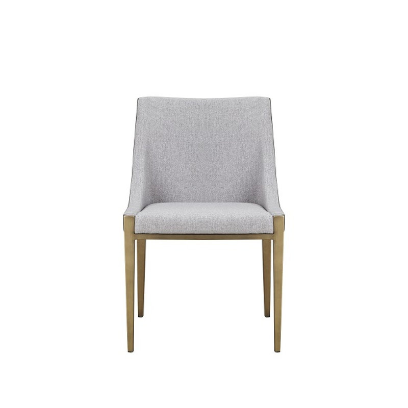 Chaise d'appoint de salle à manger rembourrée en tissu gris et laiton