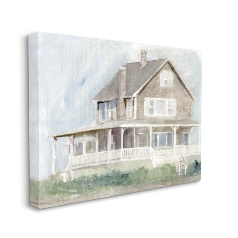 Cape House Porch View - peinture sur toile tendue, H 30 po x l 40 po x P 1,5 po