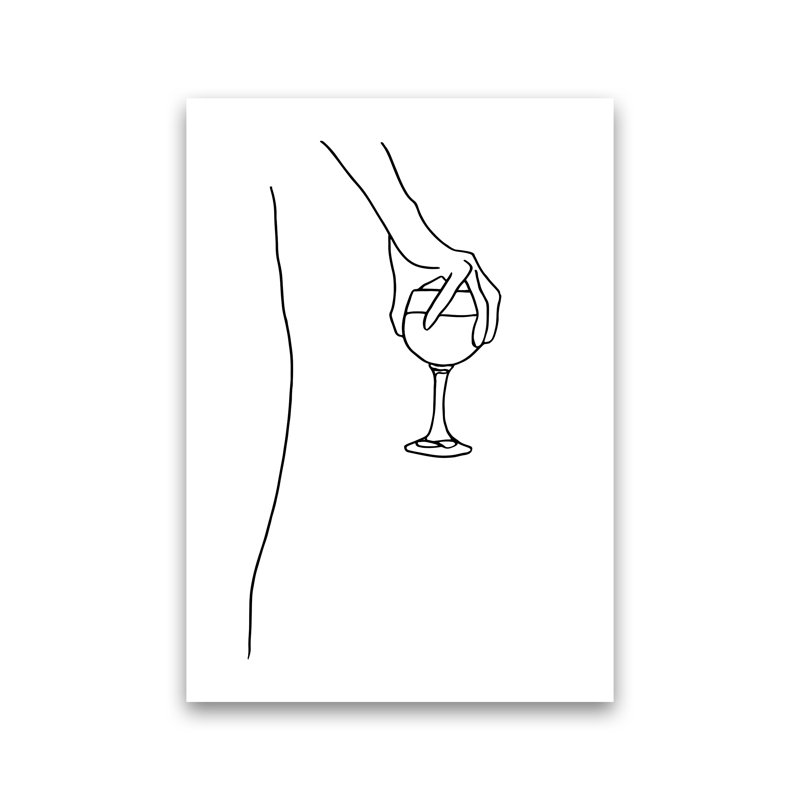Hand Holding Wine Glass - Print, 42cm H x 30cm W x 1cm D, No Frame