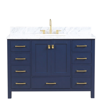 Ensemble de meuble-lavabo 48 po avec comptoir en marbre et lavabo encastré en céramique 48 po