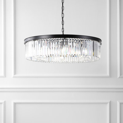 Lustre en roue de chariot unique et remarquable à 12 lumières avec accents de cristal Cramer
