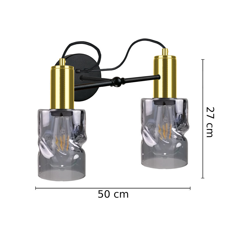 Obion Steel Armed Sconce, Black/Gold
