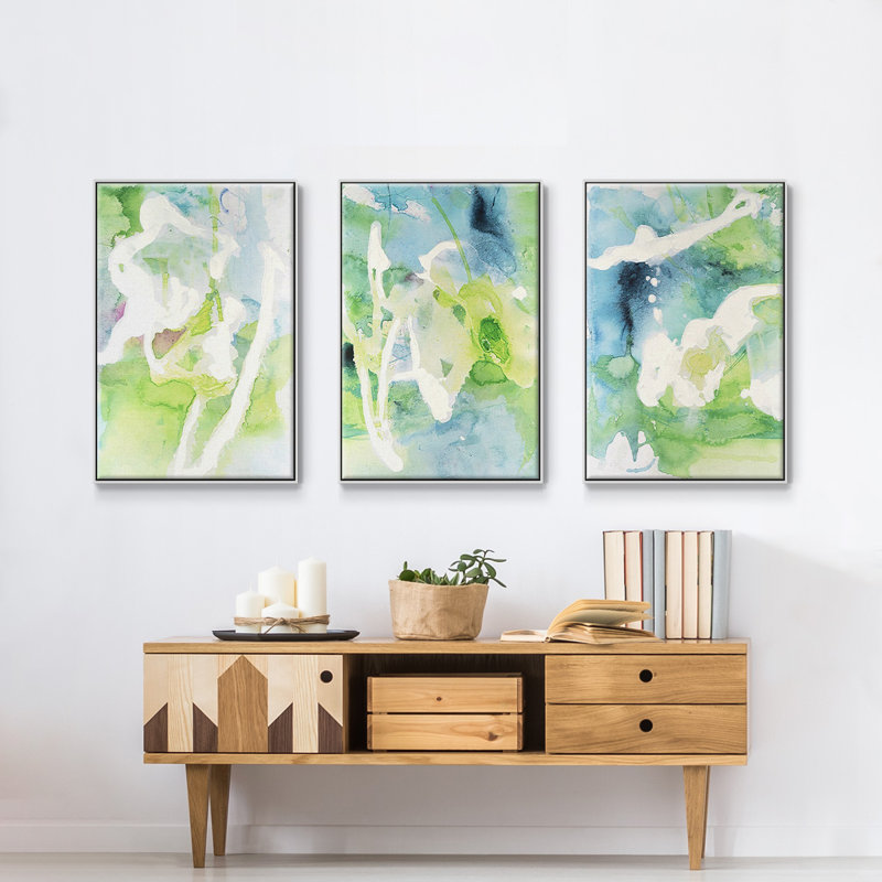 Rising Above I - Ensemble de 3 reproductions encadrées sur toile, H 40 po x l 90 po x P 2 po, Blanc