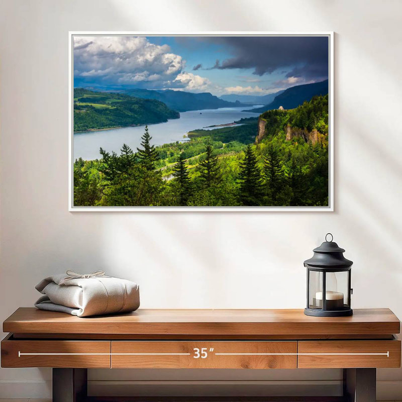Columbia River Gorge View, Cadre flottant blanc, 25 po x 17 po