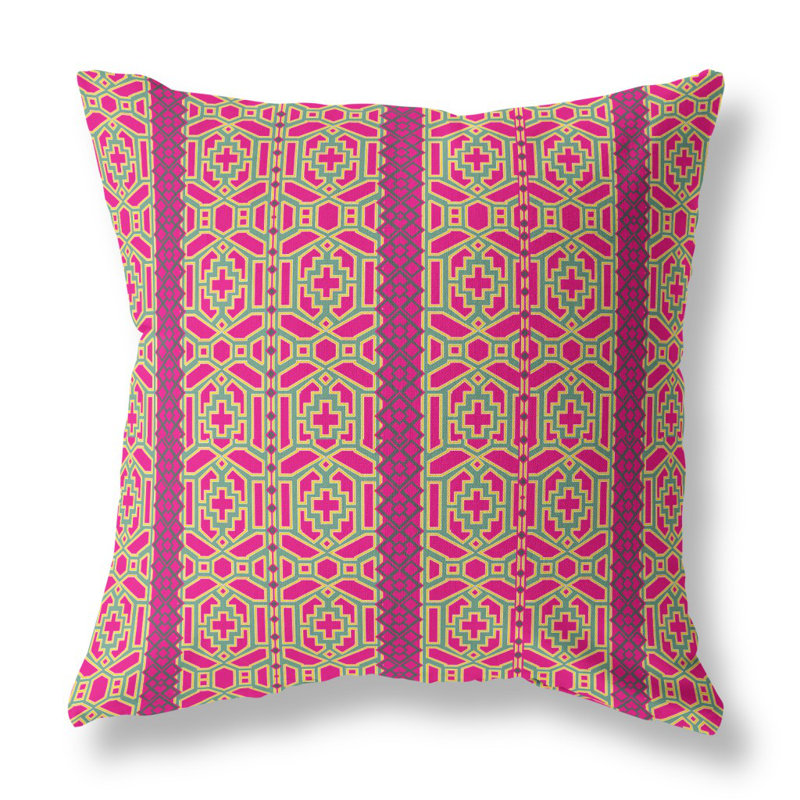 Coussin 18 po x 18 po Broadcloth, Rose/vert