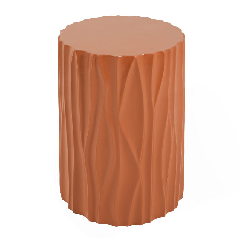 Table d'appoint cylindrique en MGO à texture ondulée, préassemblée