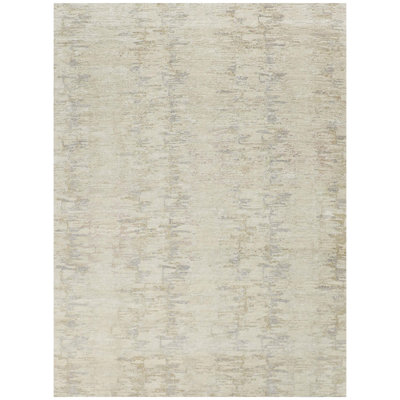 Hand Knotted Abstract Area Rug in Tan