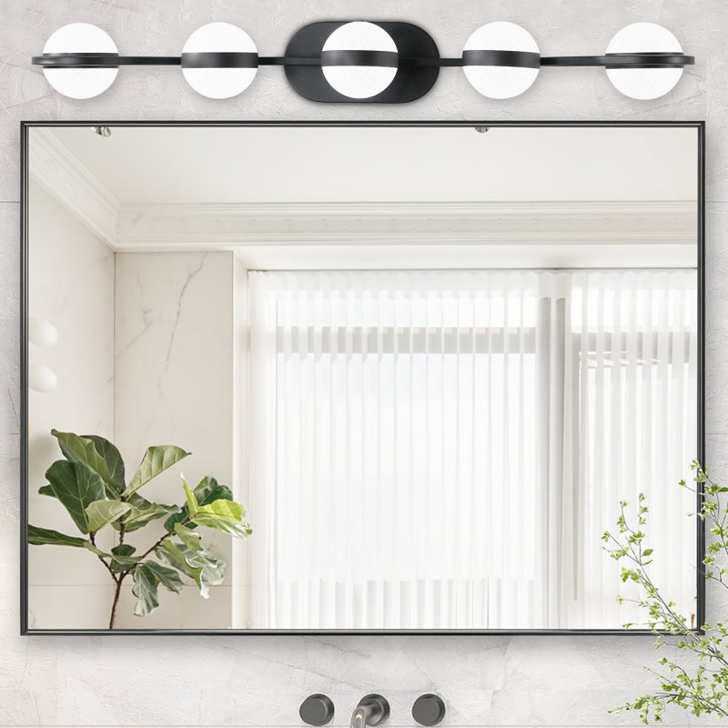 5-Matte black spherical LED vanity light