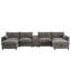 Canapé modulaire de 136 po avec console, porte-gobelet, chargeur USB, repose-pieds de rangement mobile, conception à tirette et capitonnée, canapé en chenille surdimensionné en forme de U pour le salon et l’appartement
