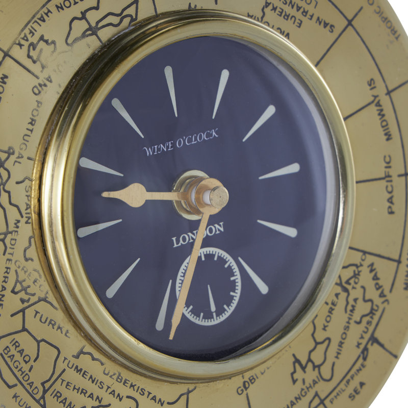 Horloge de table analogique à quartz en métal doré