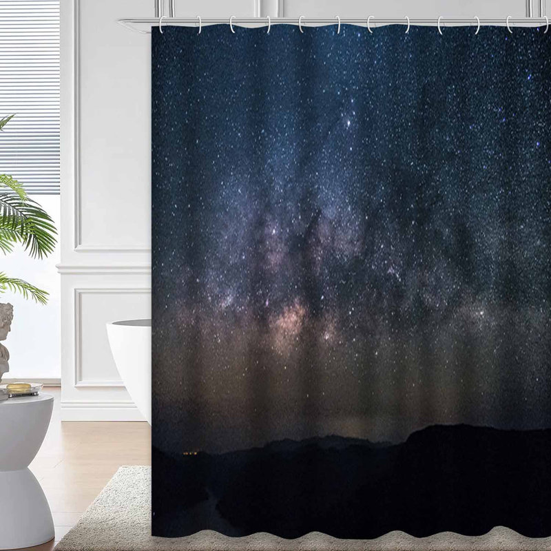 Magnifique rideau de douche avec 12 crochets Milky Way, L 72 po x l 72 po