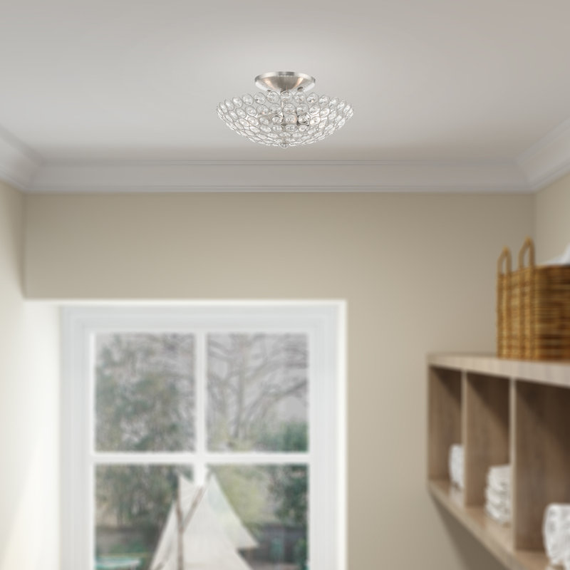 Plafonnier semi-encastré unique à 2 lumières Ludie, H 5,75 po x l 11 po x P 11 po