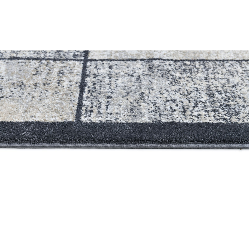 Tapis bleu / gris moderne Alloy Collection, Gris/beige, 7 pi 10 po x 10 pi 10 po