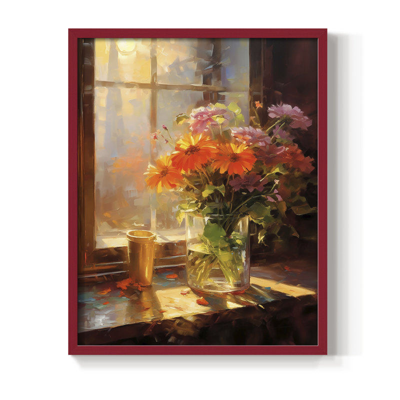 Impression encadrée FLORAL Series DCCLxx - Bois massif, Rouge, H 30 po x l 24 po