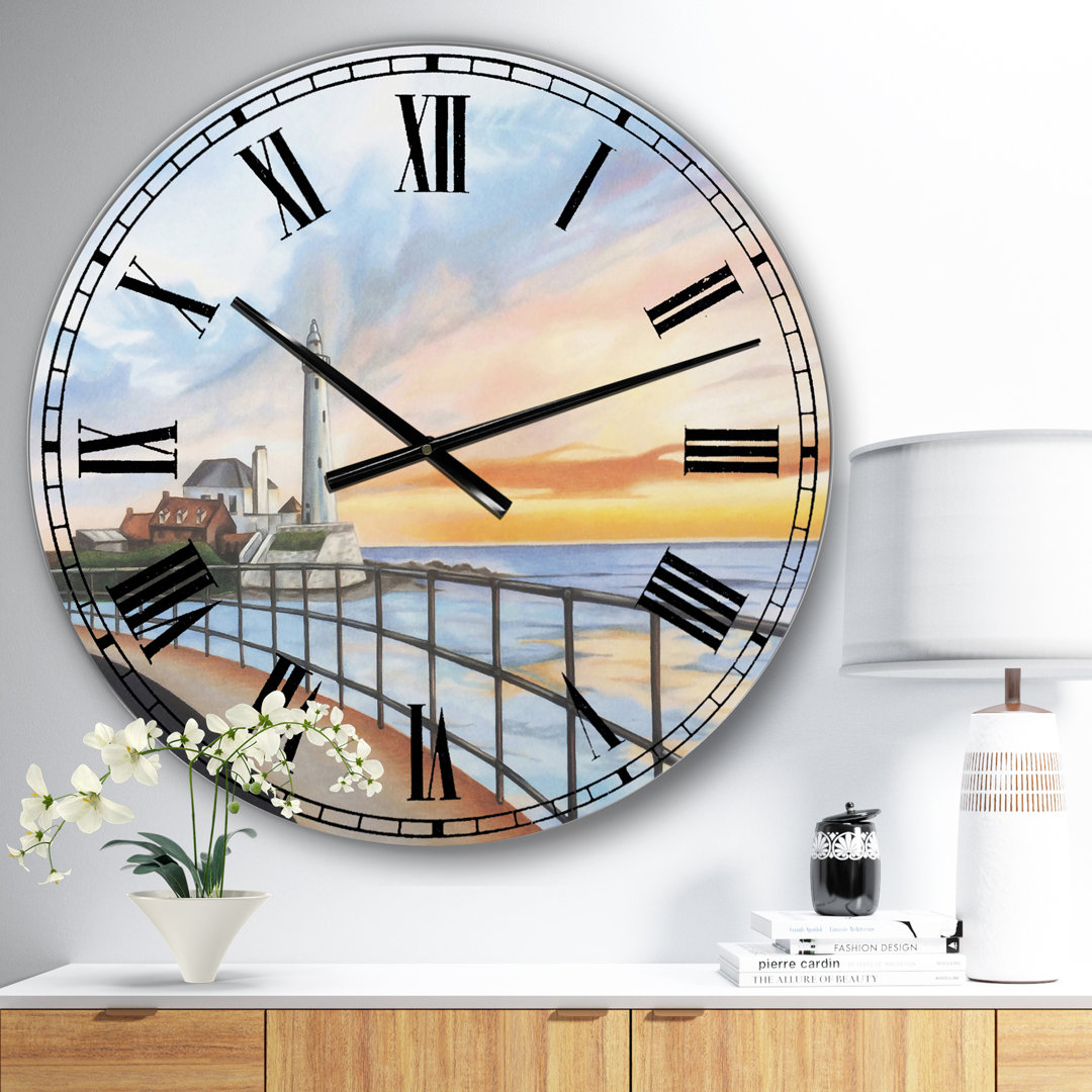 St Marys Lighthouse - Large Nautical & Coastal Wall Clock East Urban Home 