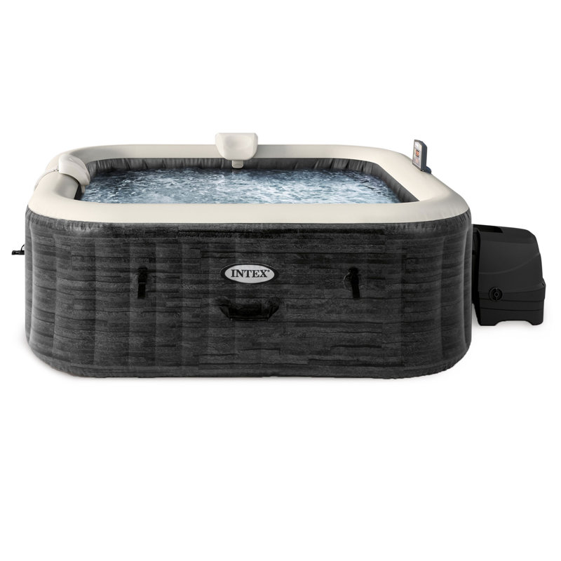 Intex PureSpa Plus Inflatable Square Hot Tub w/ AirJets, 6, Greystone