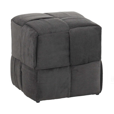 Square Corduroy Woven Design Ottoman