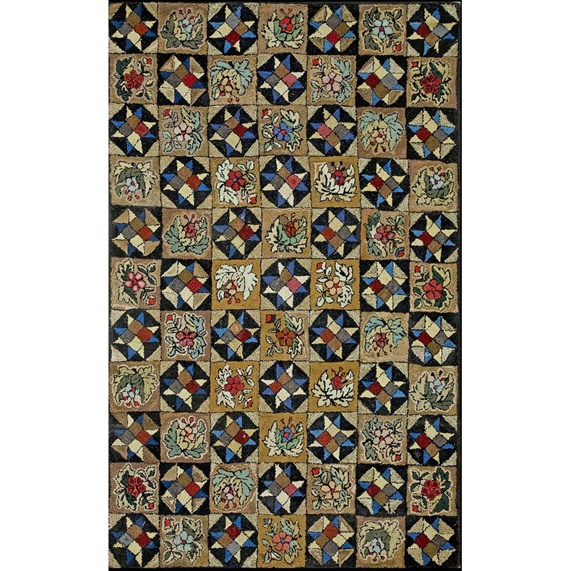 Antique American Hooked Rug Hallway Runner Wool