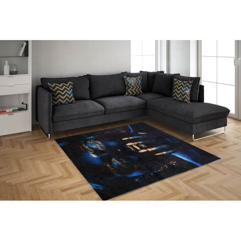 Tapis tissé de qualité supérieure, 5,2 x 7,5 pi, 100% polyester, antibactérien, antidérapant, hauteur des poils de 0,3 po | Lavable à la machine, impression numérique 3D | Parfait pour le salon, la chambre à coucher et le bureau